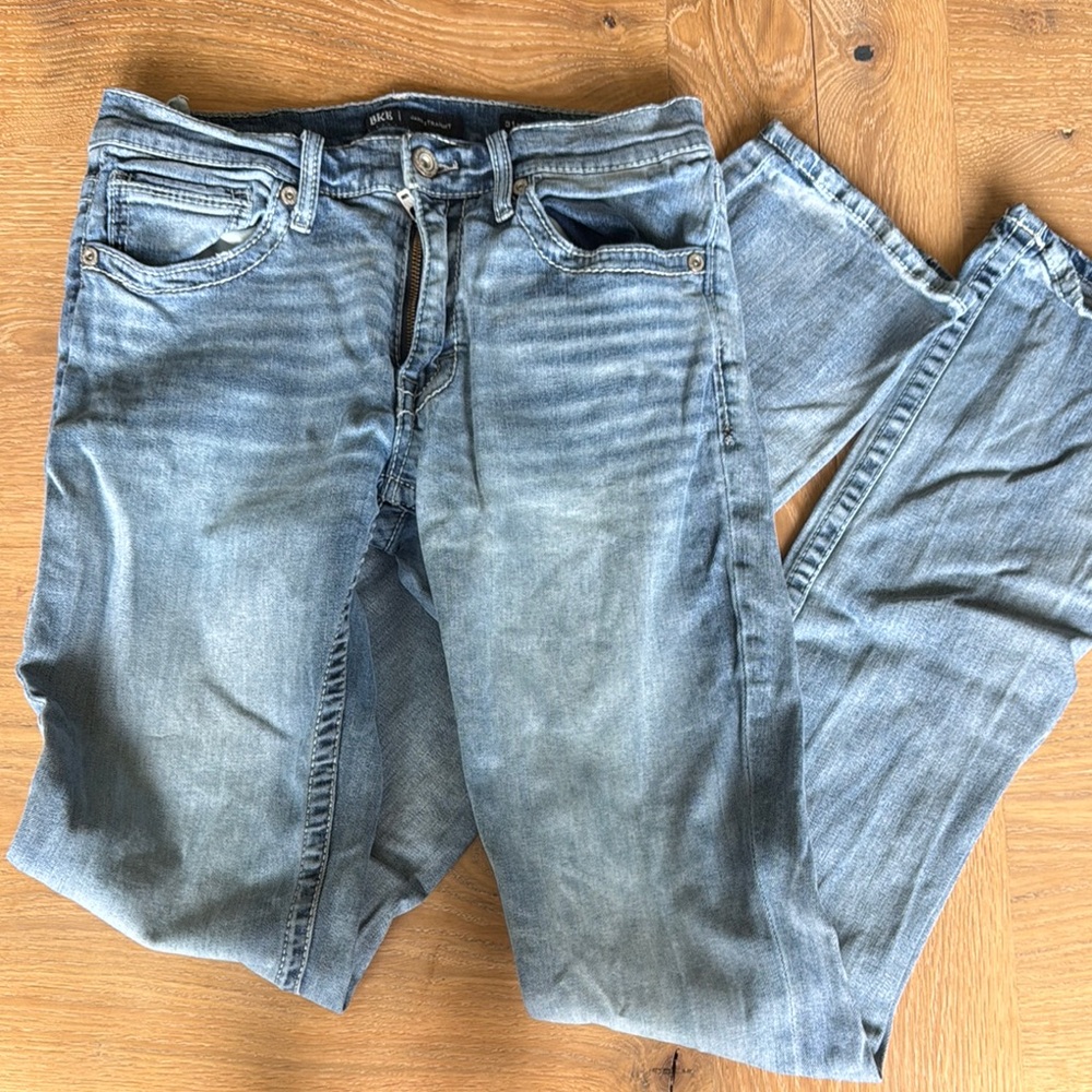 BKE Blue Straight Jeans Distressed Vintage Look